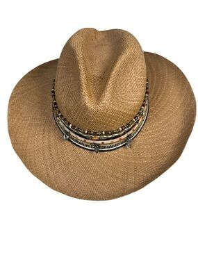 Liliana Gonzalez Handmade Colombian Straw Cowboy Hat Boho Western Beaded